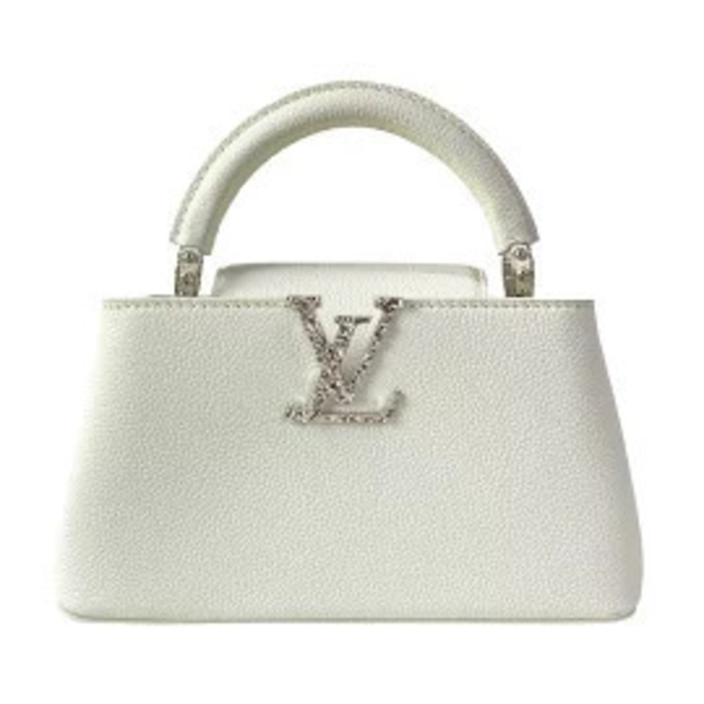 LOUIS VUITTON Capucines EW Handbag Optic White Leather Cowhide